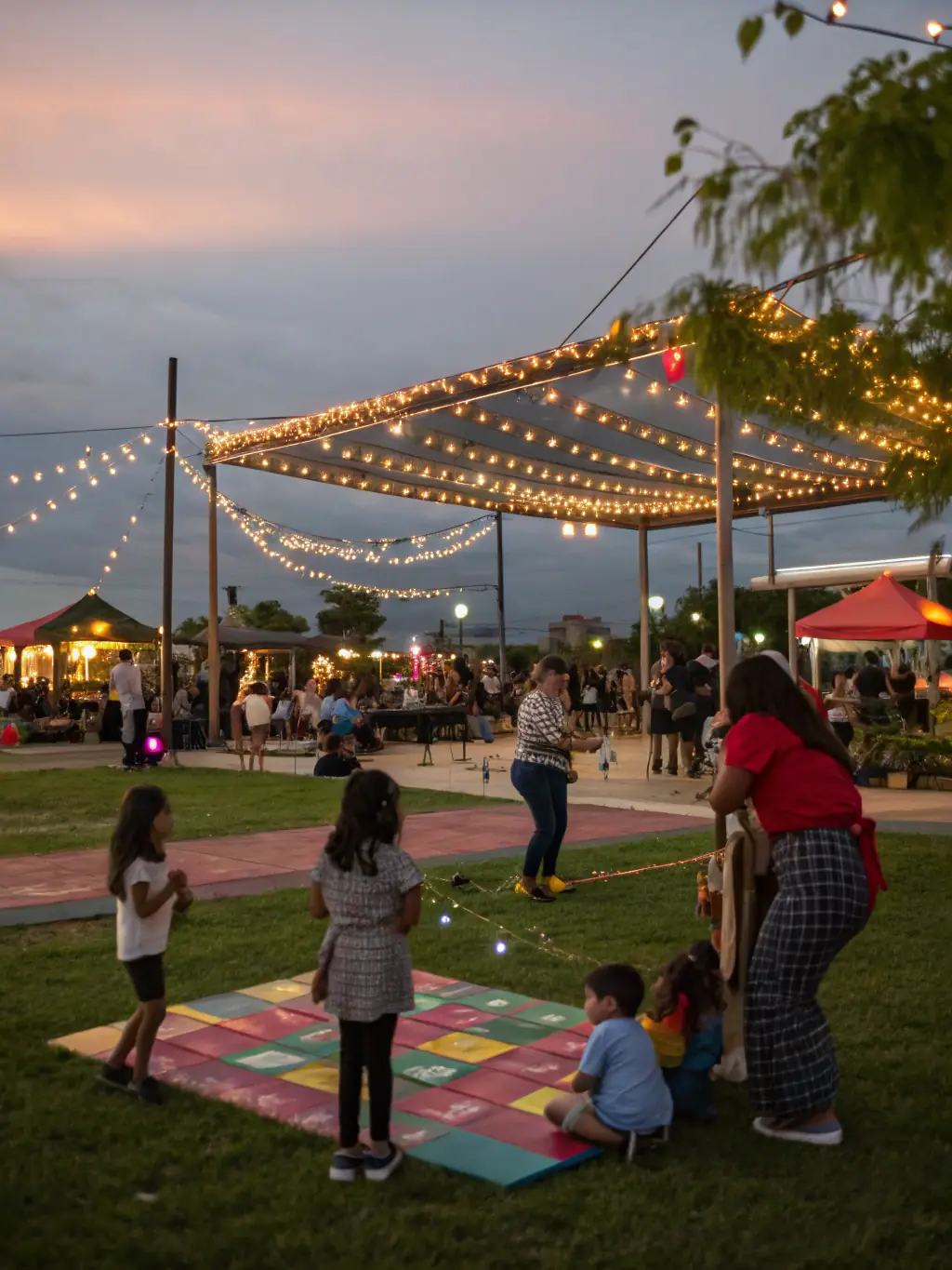 A vibrant image of a community festival organized by CENTRE JEAN LURCAT SCENE NATIONALE, featuring local artists and performers.